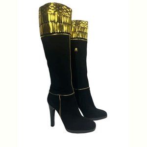 Have one to sell? Sell now Roberto Cavalli Black Suede Leather Knee Length Boot